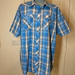 Men's Shirt 3XL Plaid Casual Button Down Western Pearl Snap